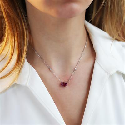 Baget Kesimli Pembe Gümüş Kolye