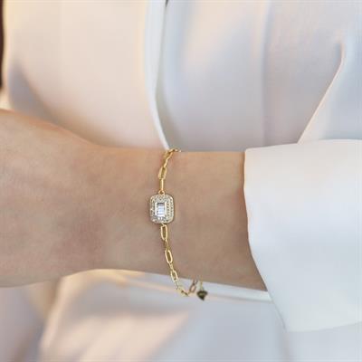 Baget Model Gold Kaplama Trend Gümüş Bileklik