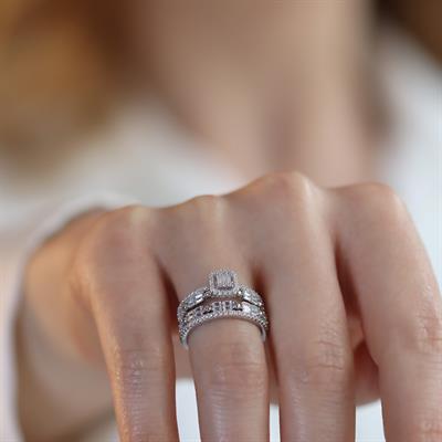 Baget Taşlı Çift Gümüş Yüzük