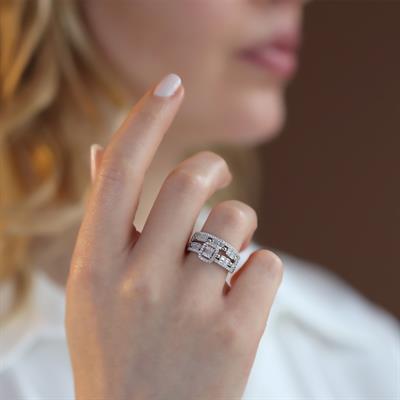 Baget Taşlı Çift Gümüş Yüzük