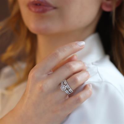 Baget Taşlı Çift Gümüş Yüzük