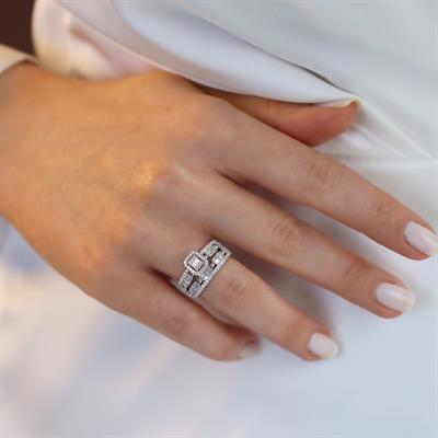 Baget Taşlı Çift Gümüş Yüzük