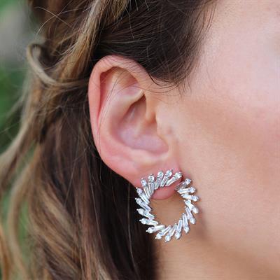 Baget Taşlı Gümüş küpe