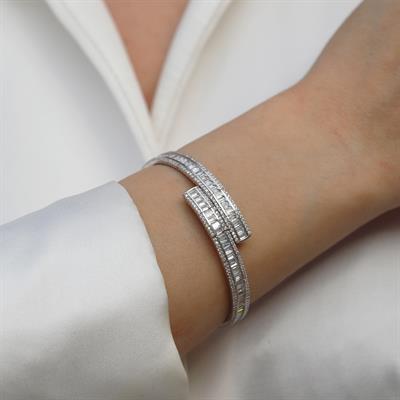 Baget Taşlı Gümüş Kelepçe