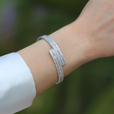 Baget Taşlı Gümüş Kelepçe