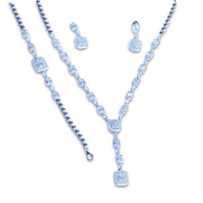 Baget Taşlı Sarkıt Gümüş Set