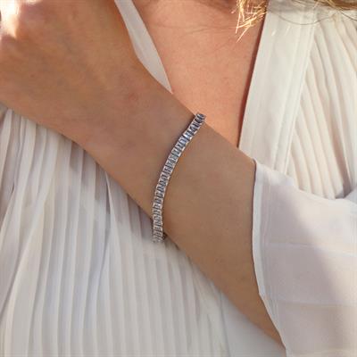 Baget Taşlı Su Yolu Gümüş Bileklik