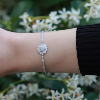 Baget Taşlı Su Yolu Gümüş Bileklik