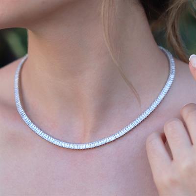 Baget Taşlı Su YoluGümüş Kolye