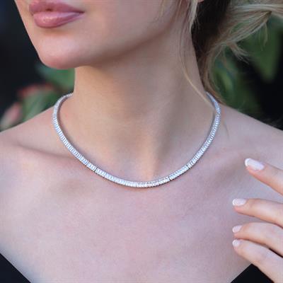 Baget Taşlı Su YoluGümüş Kolye