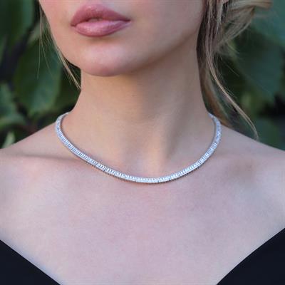 Baget Taşlı Su YoluGümüş Kolye