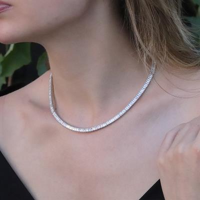 Baget Taşlı Su YoluGümüş Kolye