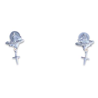 Baget Taşlı Yıldız İnci Detaylı Gümüş Küpe