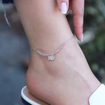 Balık Doğal Taşlı Gümüş Halhal