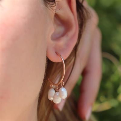 Barok İncili Rose Gold Kaplama Gümüş Küpe