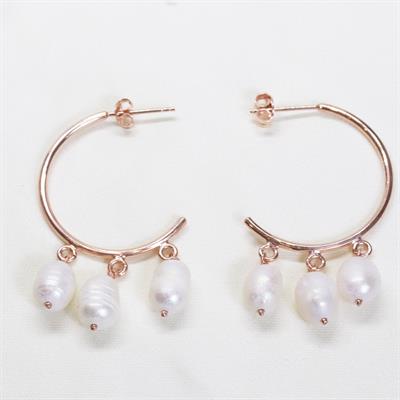 Barok İncili Rose Gold Kaplama Gümüş Küpe