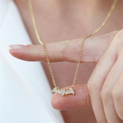 Batman Gold Kaplama Asansörlü Gümüş Kolye