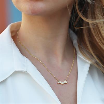 Batman Gold Kaplama Asansörlü Gümüş Kolye