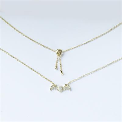 Batman Gold Kaplama Asansörlü Gümüş Kolye