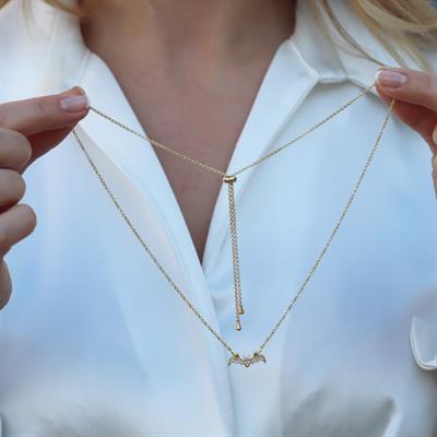 Batman Gold Kaplama Asansörlü Gümüş Kolye