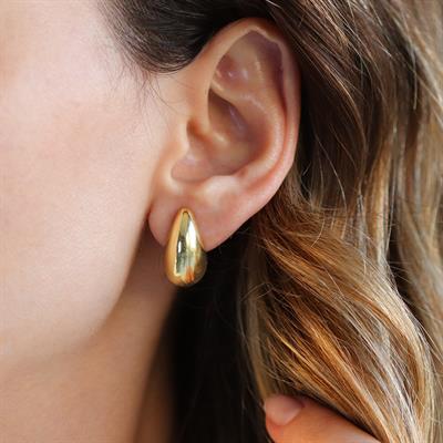 Bottega Damla Gold Kaplama Gümüş Küpe