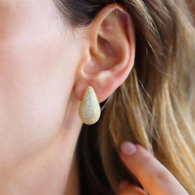 Bottega Damla Taşlı Gold Kaplama Gümüş Küpe