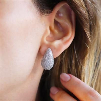 Bottega Damla Taşlı Gümüş Küpe