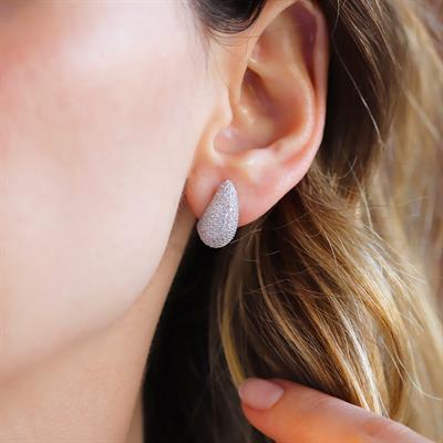 Bottega Mini Damla Taşlı Gümüş Küpe