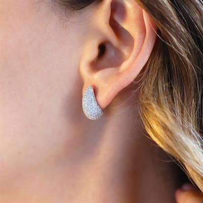 Bottega Mini Damla Taşlı Gümüş Küpe