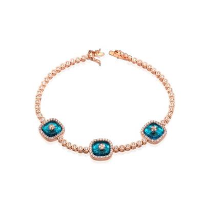 Cam Gözlü Rose Gold Kaplama Gümüş Bileklik