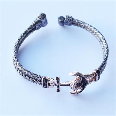 Çapa Zirkon Taşlı Gümüş Kazaziye Bileklik