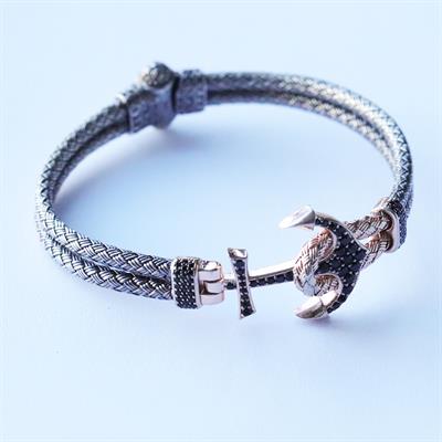 Çapa Zirkon Taşlı Gümüş Kazaziye Bileklik