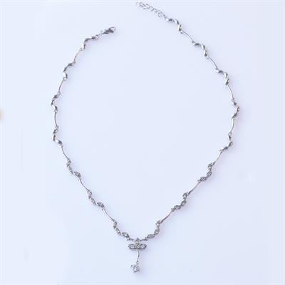 Çiçek Modeli Zirkon Taşlı Gümüş Gerdanlık