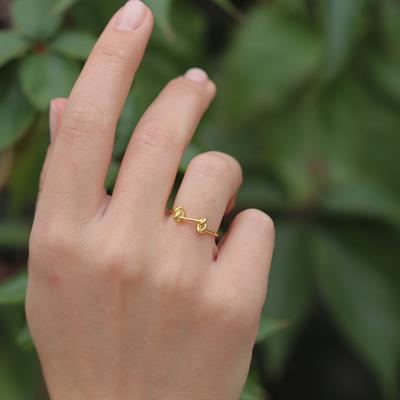 Çift Düğümlü Gold Kaplama Minimal Yüzük