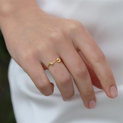 Çift Düğümlü Gold Kaplama Minimal Yüzük