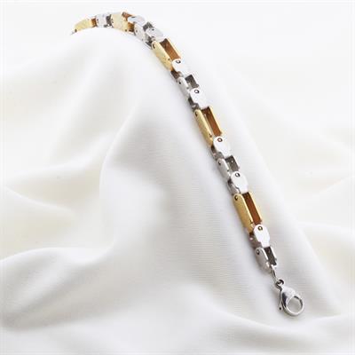 Çift Renkli Geçmeli Çelik Erkek Bilekliği