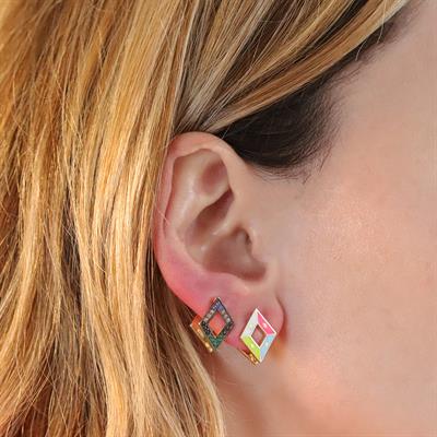 Çift Taraflı Kite Gümüş Küpe