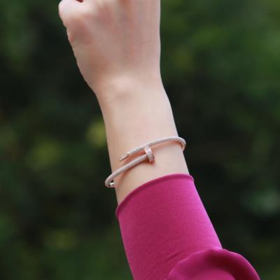 Crtr Çivi Model Zirkon Taşlı Rose Gold Kaplama Gümüş Bileklik