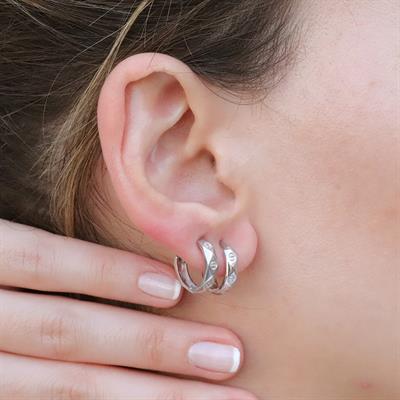 Crtr Modeli Gümüş Halka Küpe