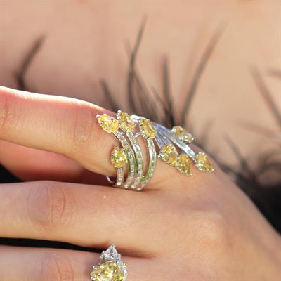 Dal Tasarım Sitrin Taşlı Gümüş Yüzük