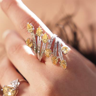 Dal Tasarım Sitrin Taşlı Gümüş Yüzük