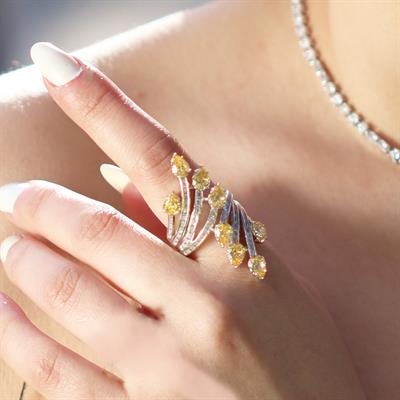 Dal Tasarım Sitrin Taşlı Gümüş Yüzük