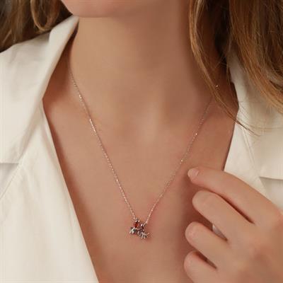 Daldaki Kuşlar Renkli Zirkon Taşlı Gümüş Kolye