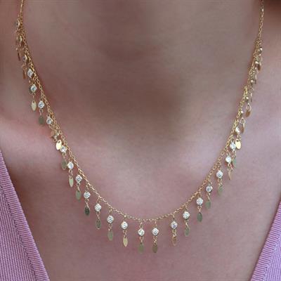 Damla Model Gold Kaplama Zirkon Taşlı Trend Kolye