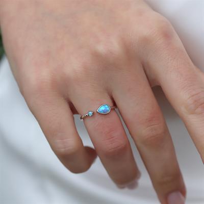 Damla Opal Taşlı Minimal Gümüş Yüzük