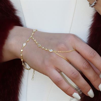 Damla Taşlı Gold Kaplama Gümüş Şahmeran