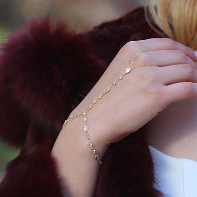 Damla Taşlı Gold Kaplama Gümüş Şahmeran