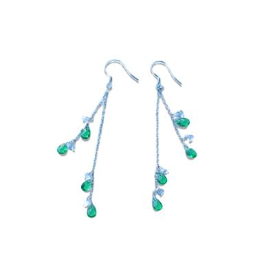 Damla Taşlı Sallantılı Gümüş Küpe