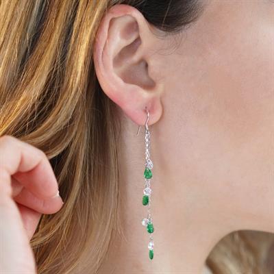 Damla Taşlı Sallantılı Gümüş Küpe