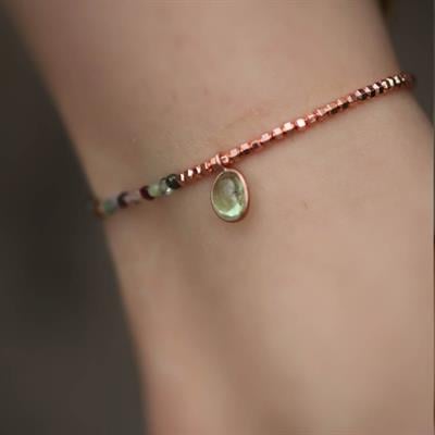 Doğal Turmalin Taşlı 925 Ayar Gümüş Halhal